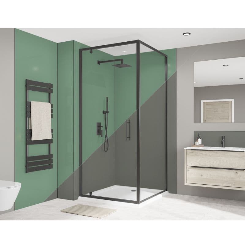 Wetwall Bathroom Wall Panel - 2440mm x 600mm x 4mm - Seafoam Green / Battleship Grey
