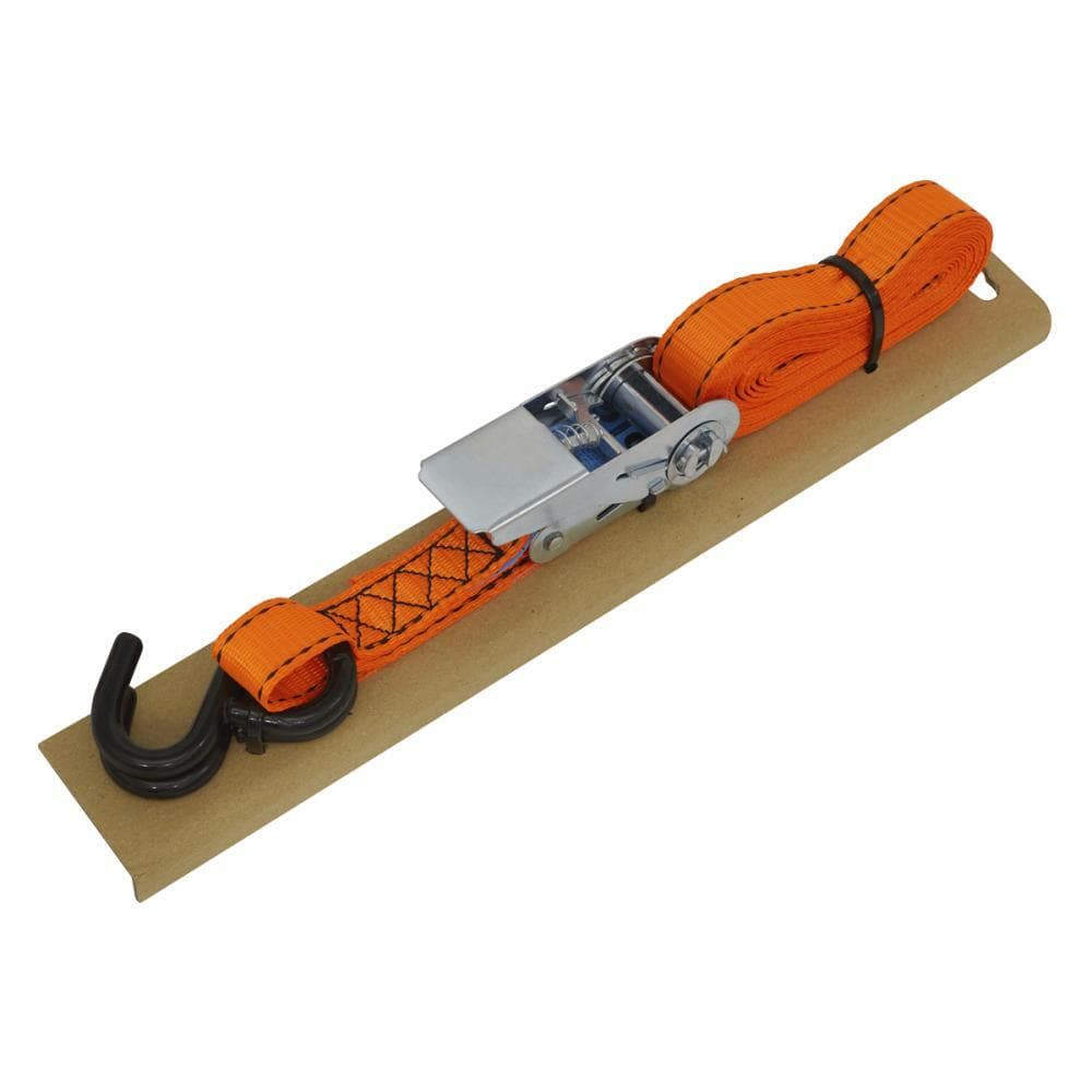 Sealey TD0635S Ratchet Strap 25Mm X 5M Polyester Webbing S-Hook With Corner Protector 600Kg Breaking Strength