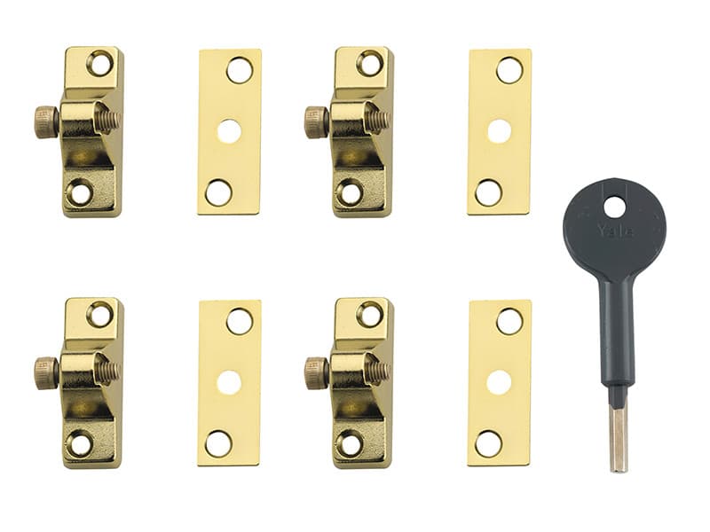Yale Locks V-8K118-4-EB 8K118 Economy Window Lock Electro Brass Finish Pack Of 4 Visi
