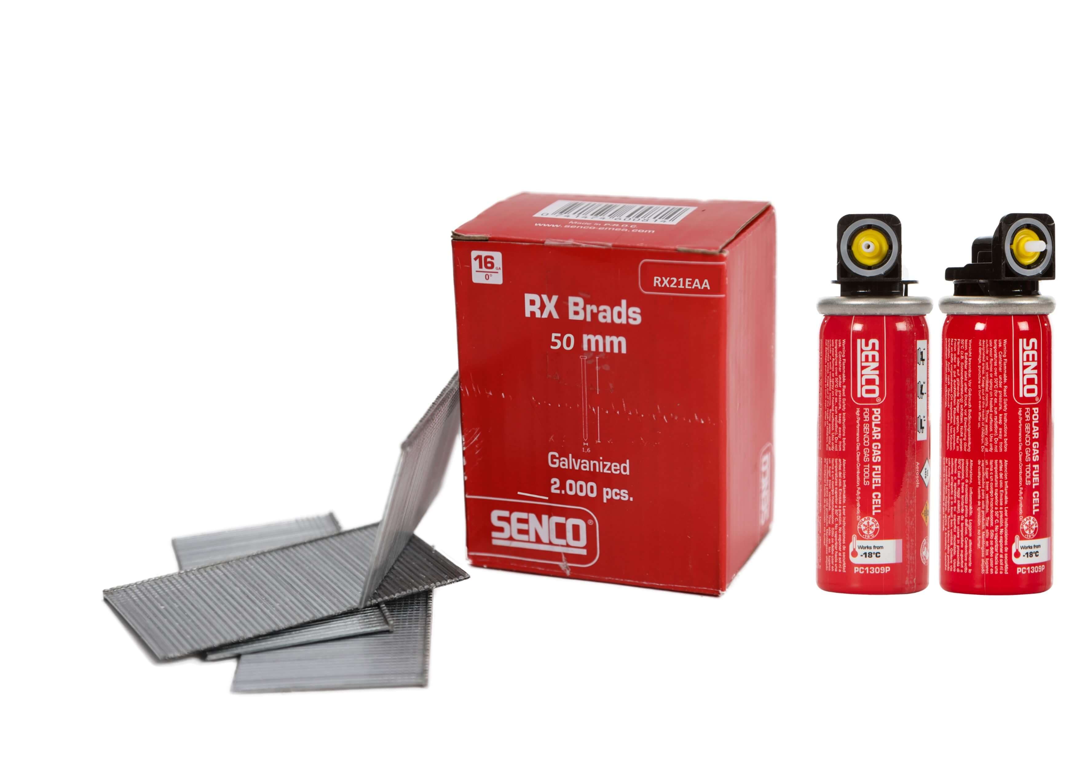 Senco RX21EAA-FC 16-Gauge G&N Pack Straight Brad Galv 50Mm Box 2000