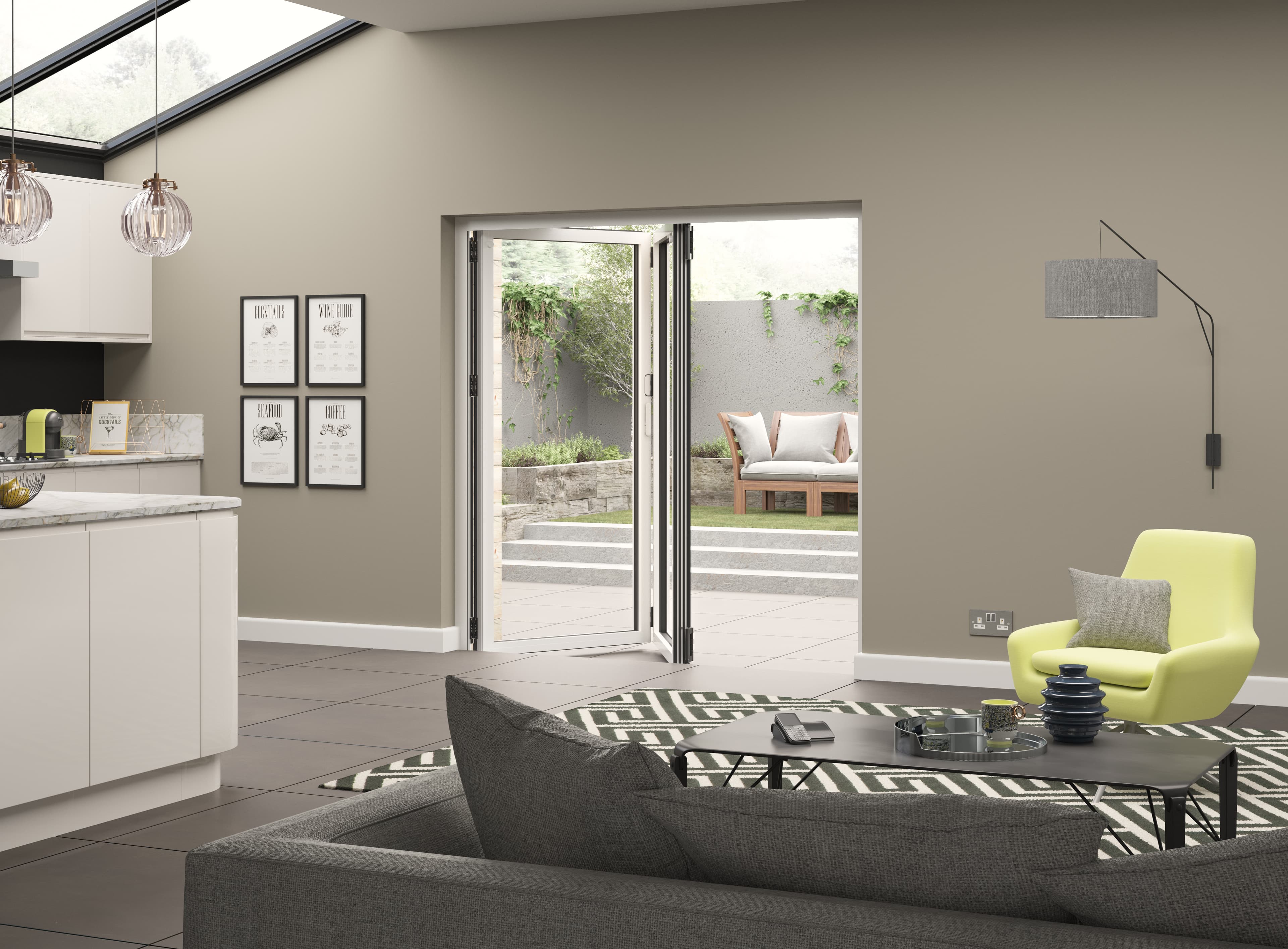 External Aluminium Bifold White Right Opening 1790 x 2090mm High