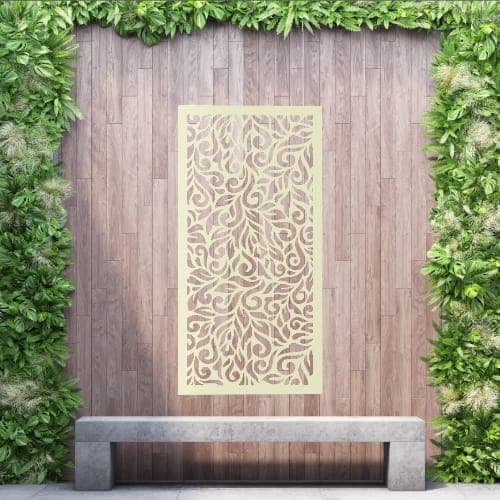Aluminium Privacy Screen Botanical - Free Standing - 1800mm x 900mm Cream