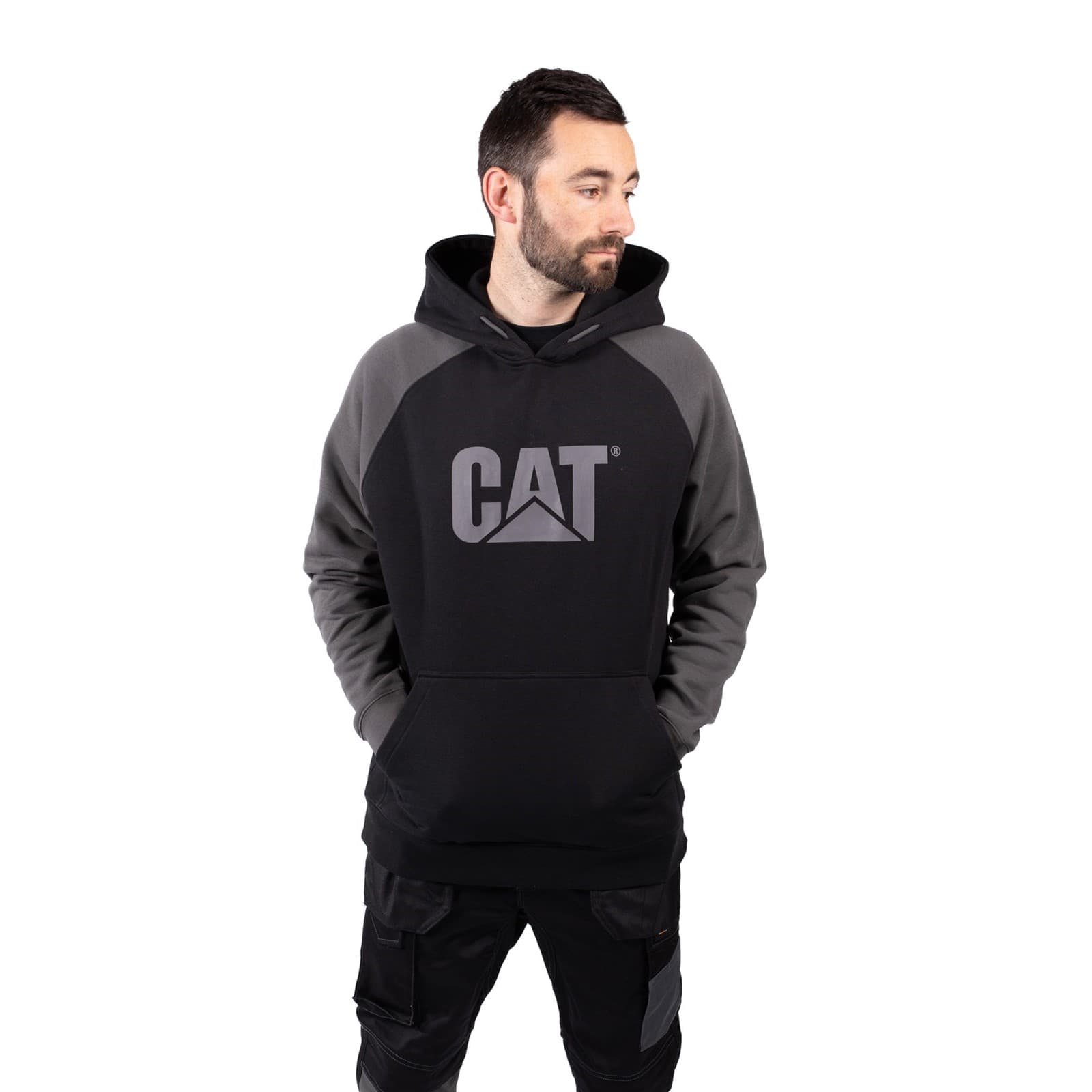 Caterpillar Raglan Hooded Sweatshirt Size XXL Black 40686-76003-07
