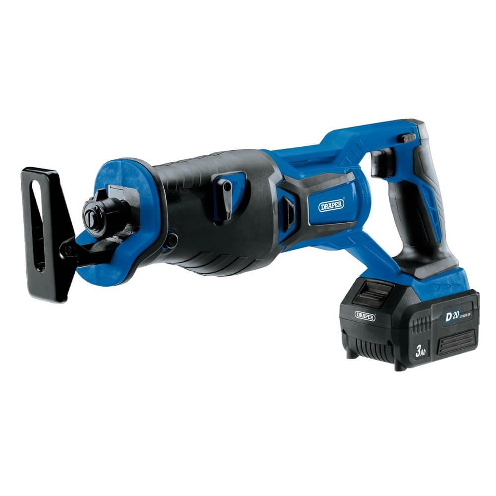 Draper 00593 D20 20V Brushless Reciprocating Saw 1 X 3.0Ah Battery 1 X Fast Charger each