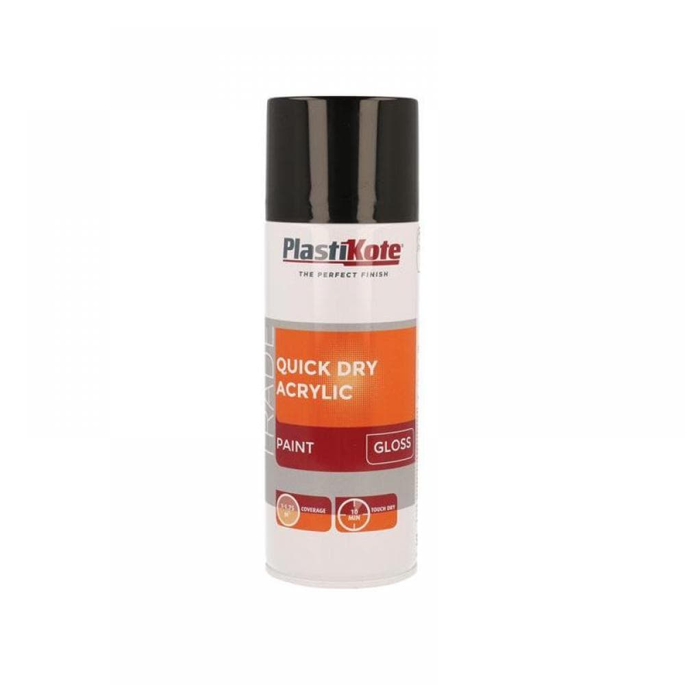 Plastikote 071009 Trade Quick Dry Acrylic Spray Paint Gloss Black 400Ml