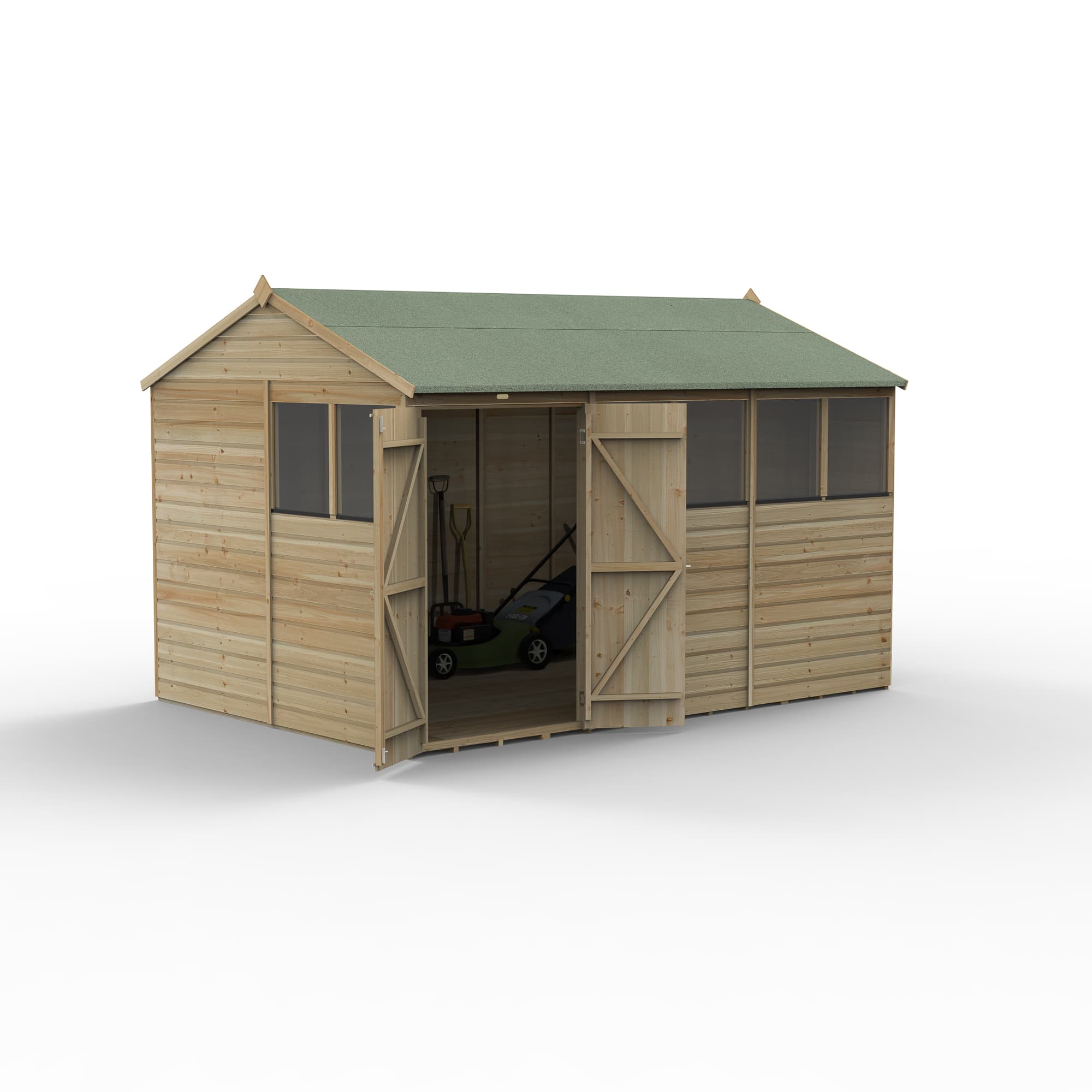Beckwood 12x8 Reverse Apex Shed 6 Windows DoubleDoor Installed
