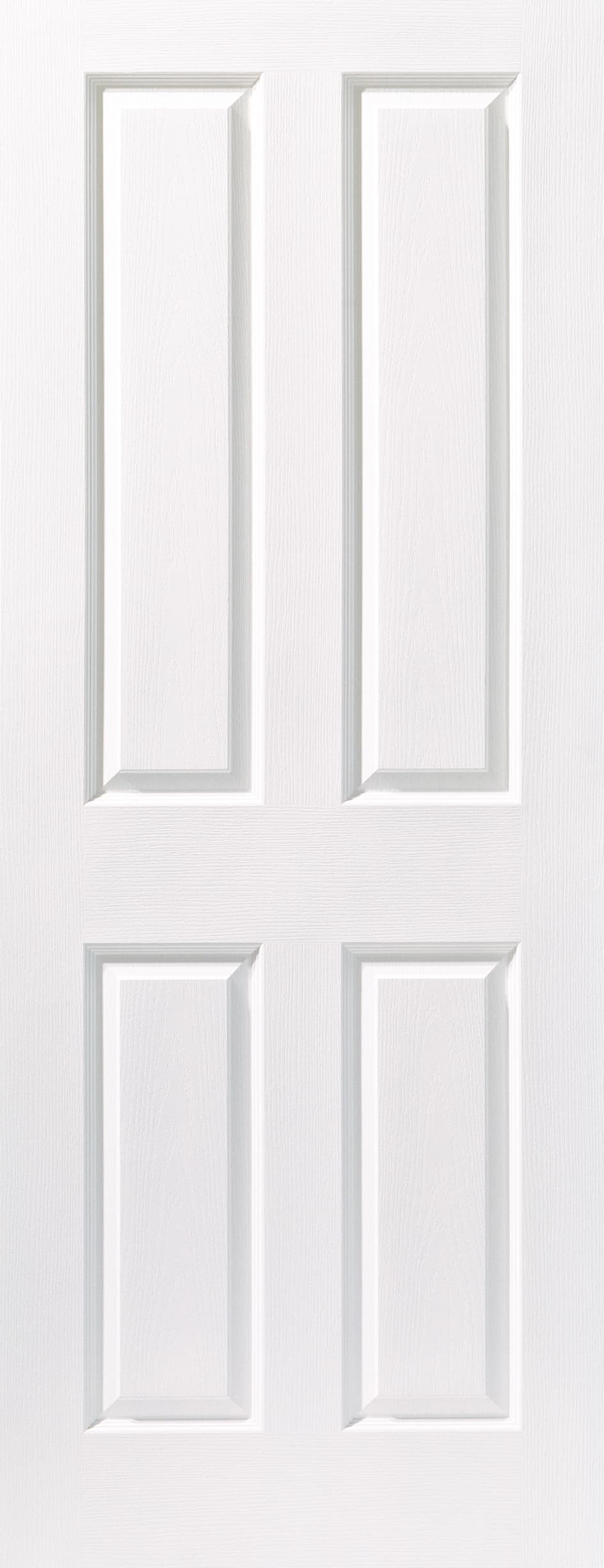 White Timber Primed 4 Panel Grained FD30 Fire Door, Size: 2040x826x44mm
