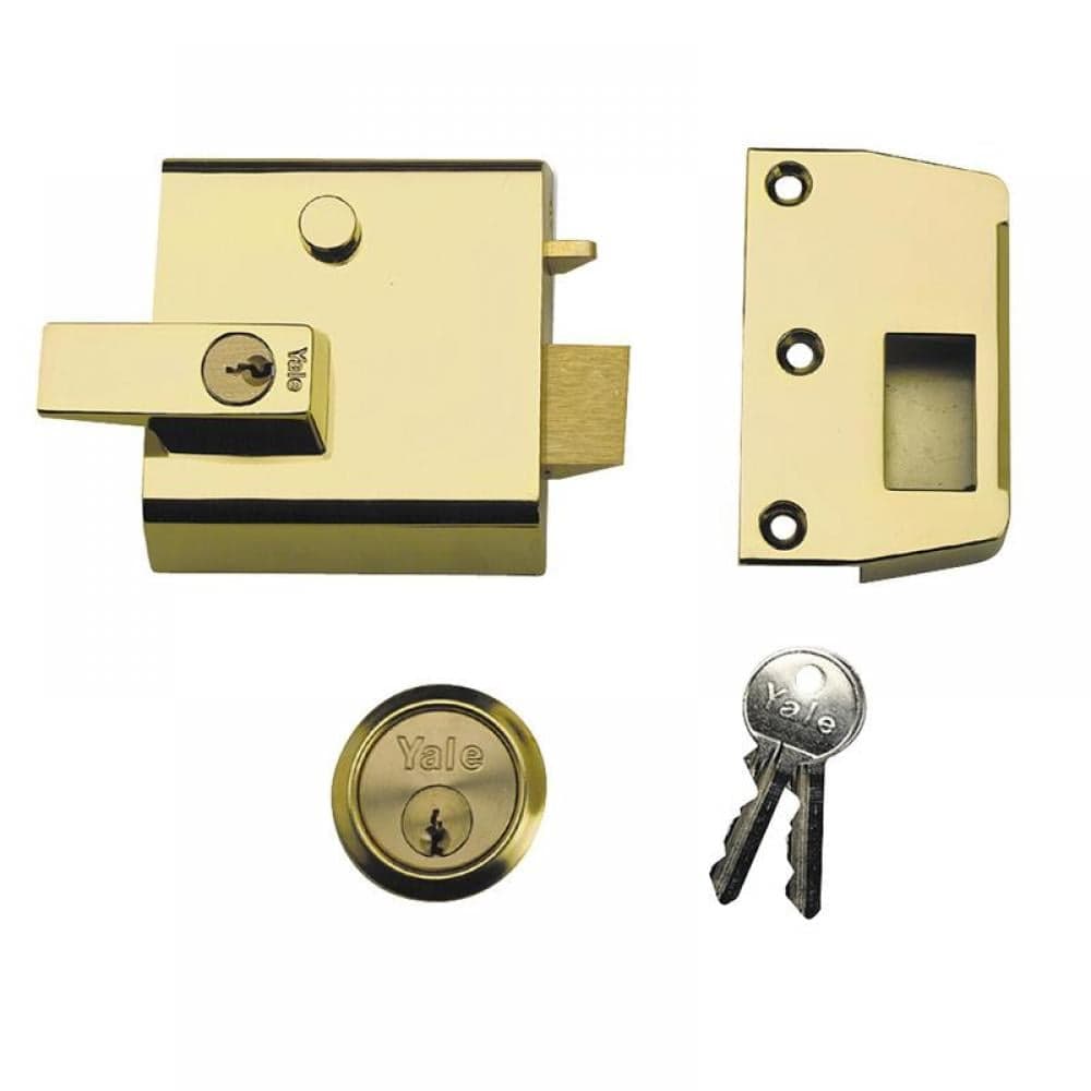 Yale Locks 630001215542 P1 Double Security Nightlatch 60Mm Backset Brasslux Finish Visi