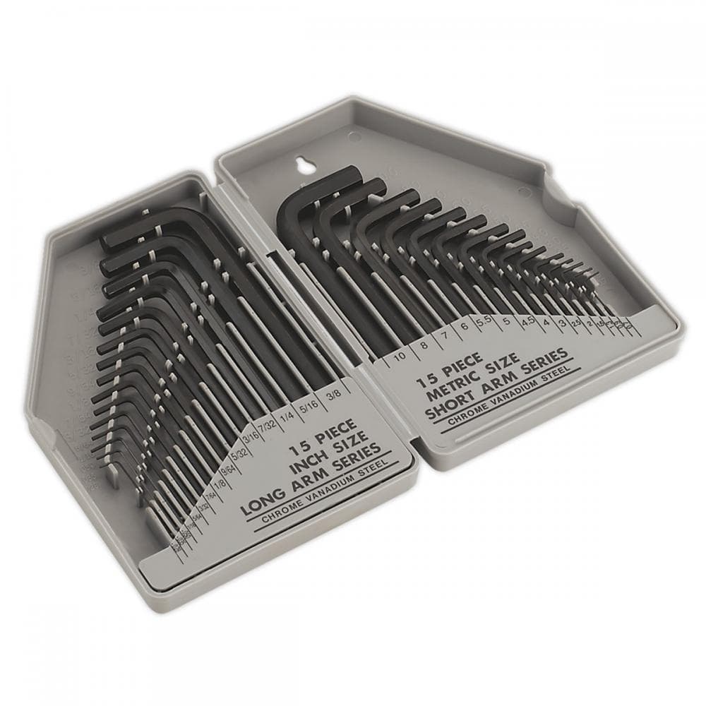 Sealey S0484 Hex Key Set 30Pc Long/Short-Arm - Metric/Imperial