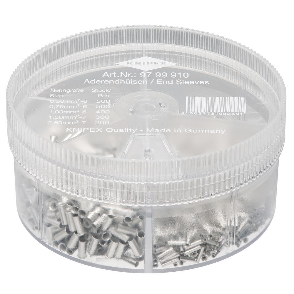 Knipex 97 99 910 Assortment Boxes With 1900 Non-Insulated Wire Ferrules 5 X Wire Pk 1 26156