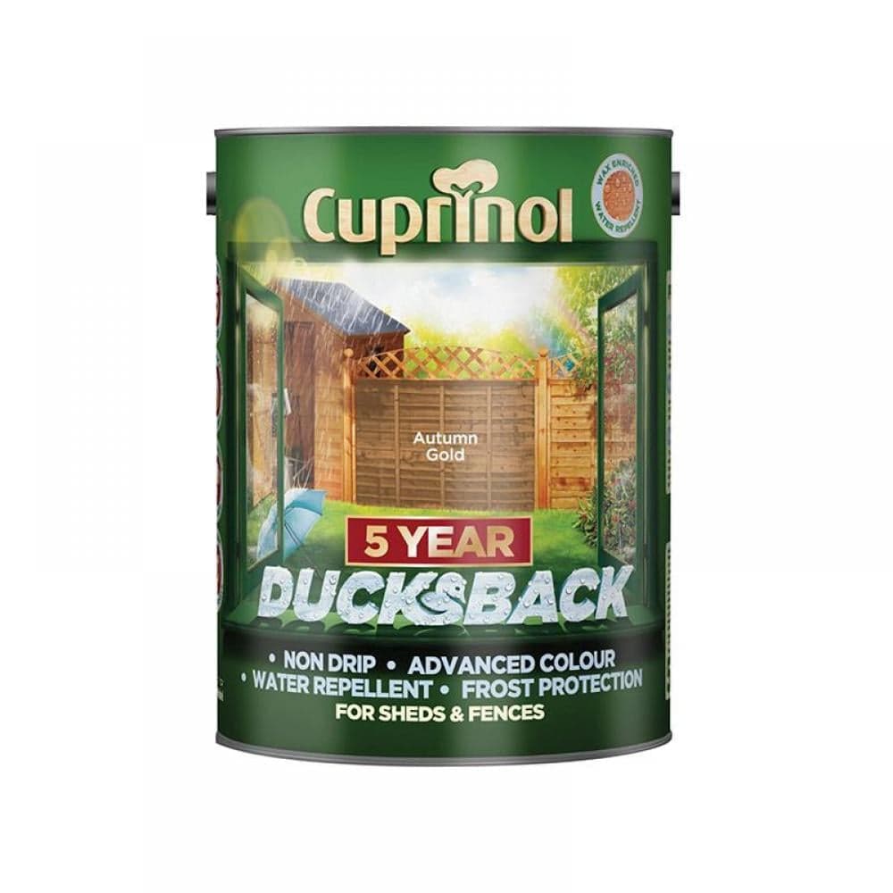 Cuprinol 5111363 Ducksback 5 Year Waterproof For Sheds & Fences Autumn Gold 5 Litre
