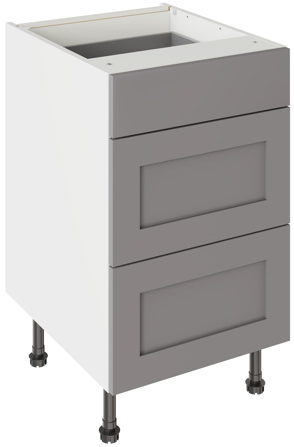Flatpack Three Drawer Base Unit Shaker Ultra Matt Dust Grey 500mm - FKKH0841