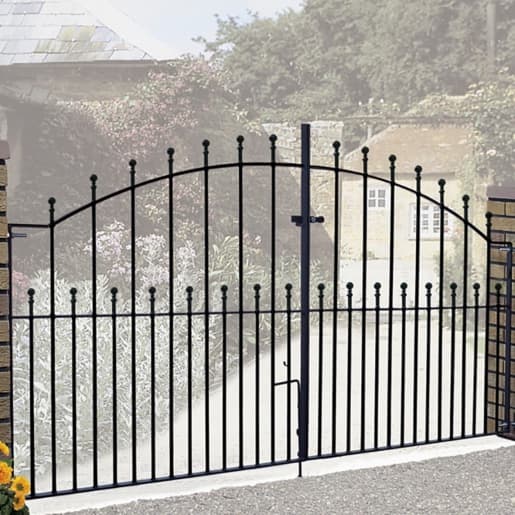Manor Ball Top Metal Driveway Gates 2134mm GAP x 1220mm High Zinc & Powder MAZP10