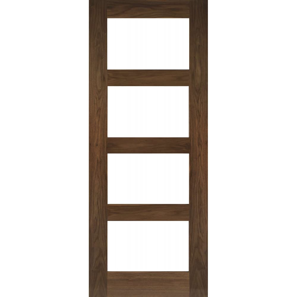Deanta Coventry Prefinished Walnut Glazed Fire Door 30m 1981mm x 838mm x 45mm