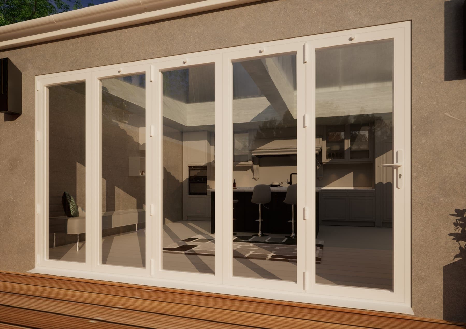 Aluminium Bifold Door Part Q Compliant - 3600mm White - 5 Left