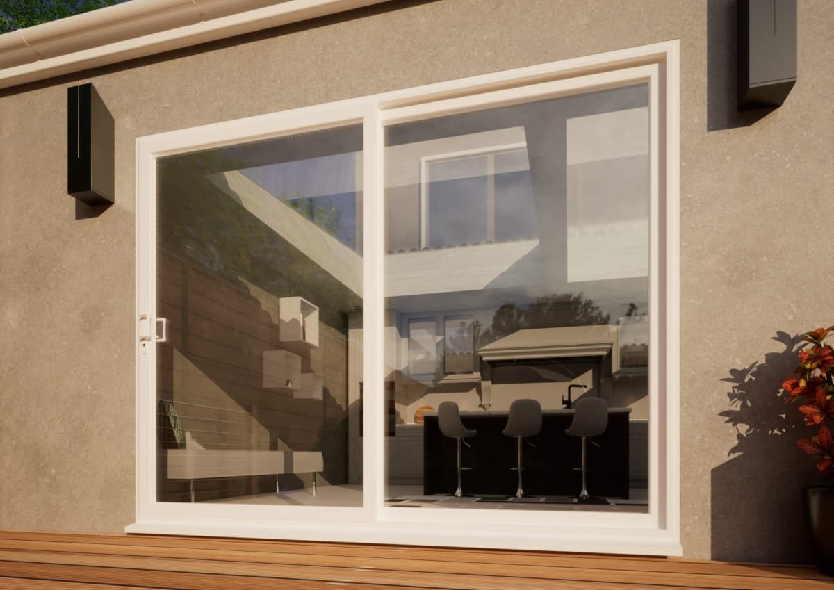 PVC Sliding Door - 2700mm White - Right Hand Slide & Left Hand Fixed