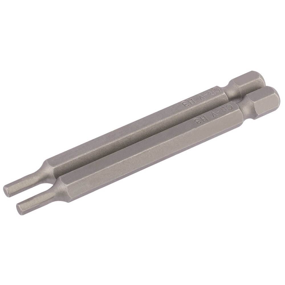 Draper 64320 Hexagonal Insert Bit 3Mm 1/4in Hex 75Mm Long (Pack Of 2) per pack
