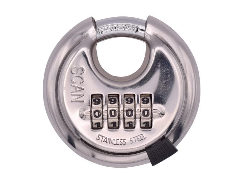 Scan XA115 Stainless Steel Disk Type Combination Padlock 70Mm