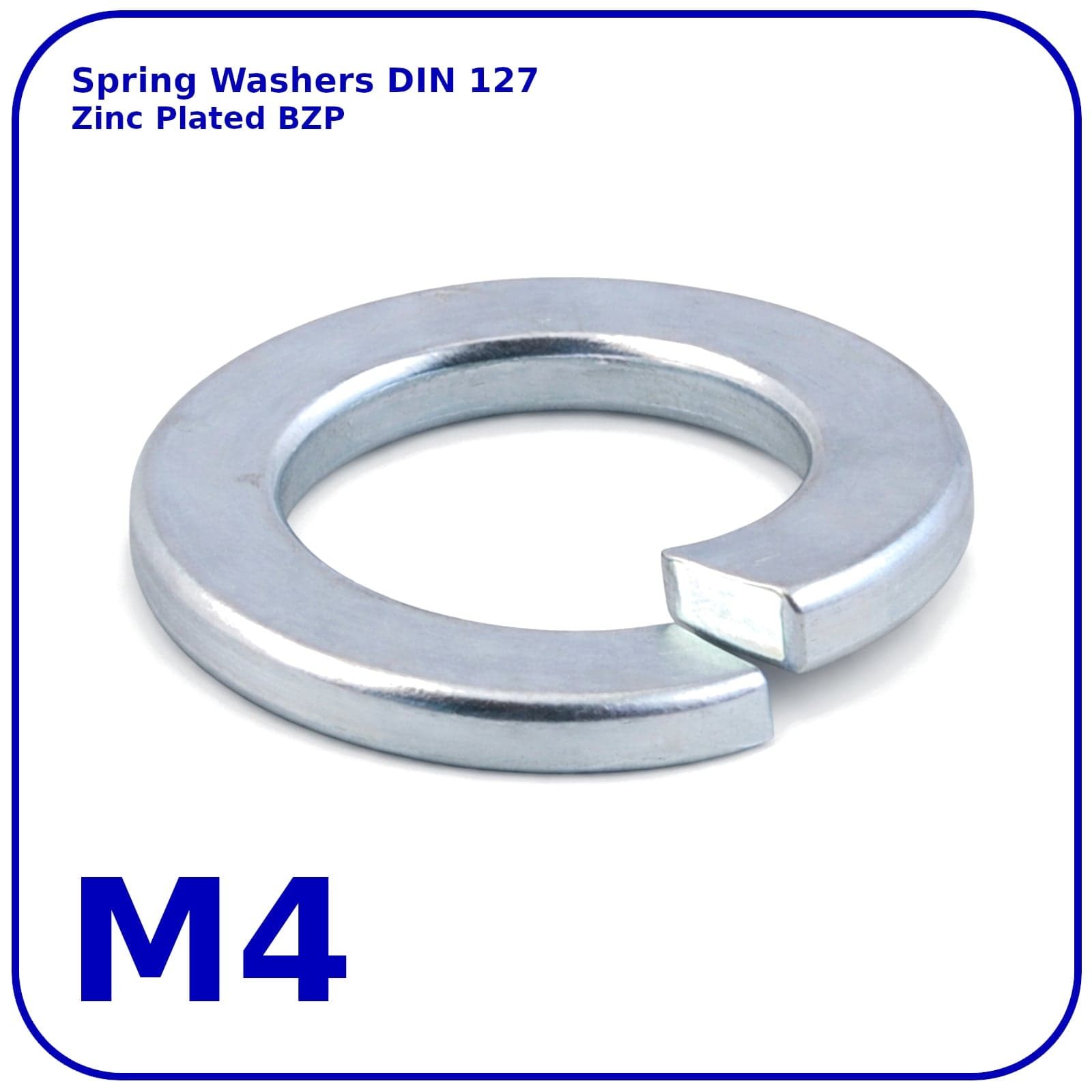M4 Spring Washers Rectangular Lock Zinc Plated DIN 127