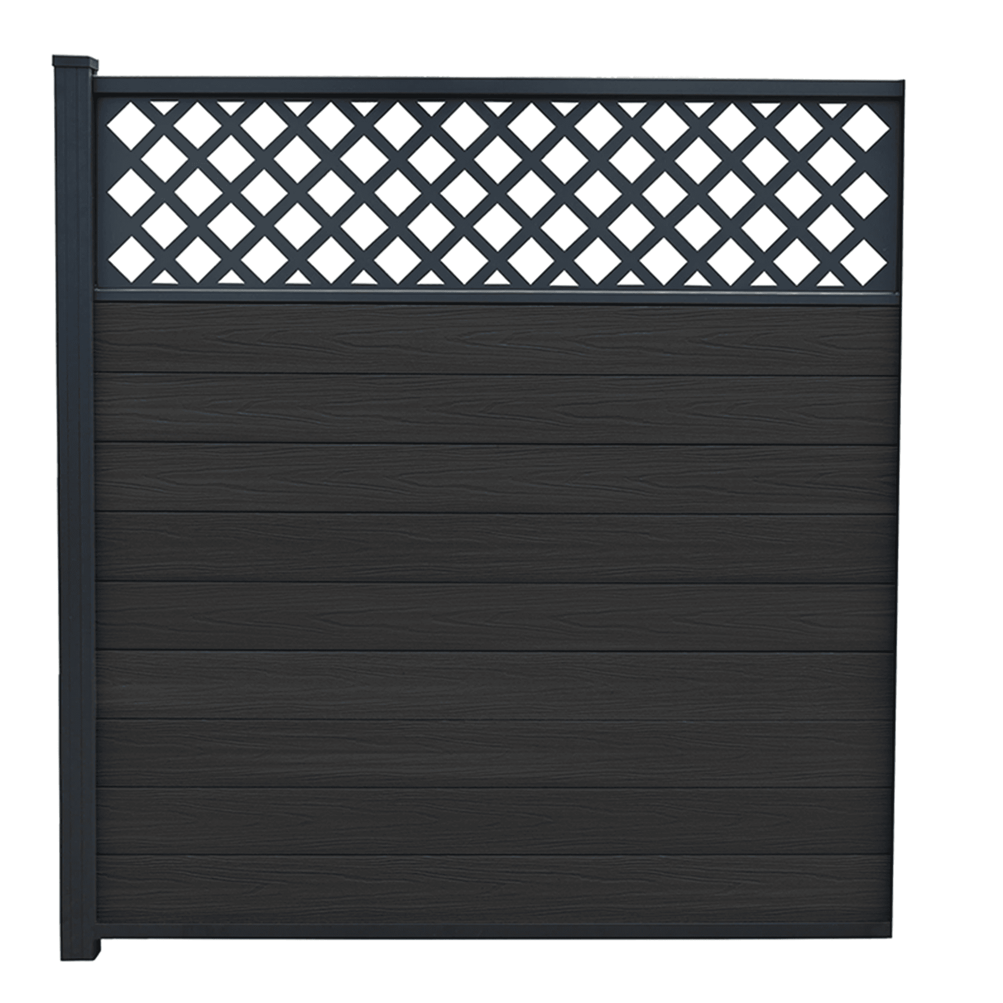 Piranha Black Carbon 6ft In-Ground Composite Fence Kit 6ft Incl Diagonal Trellis