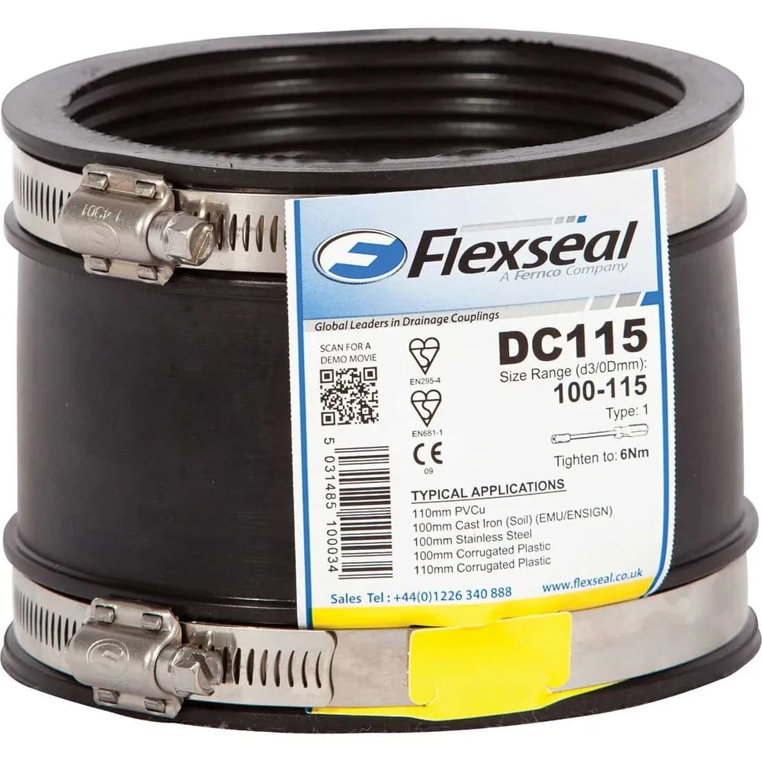Fernco Straight Connection 110Mm Pvc To Pvc Adaptor