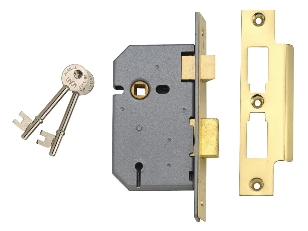 UNION 2277 3 Lever Mortice Sashlock Polished Brass 77.5mm 3in Visi Y2277-PL-3.00