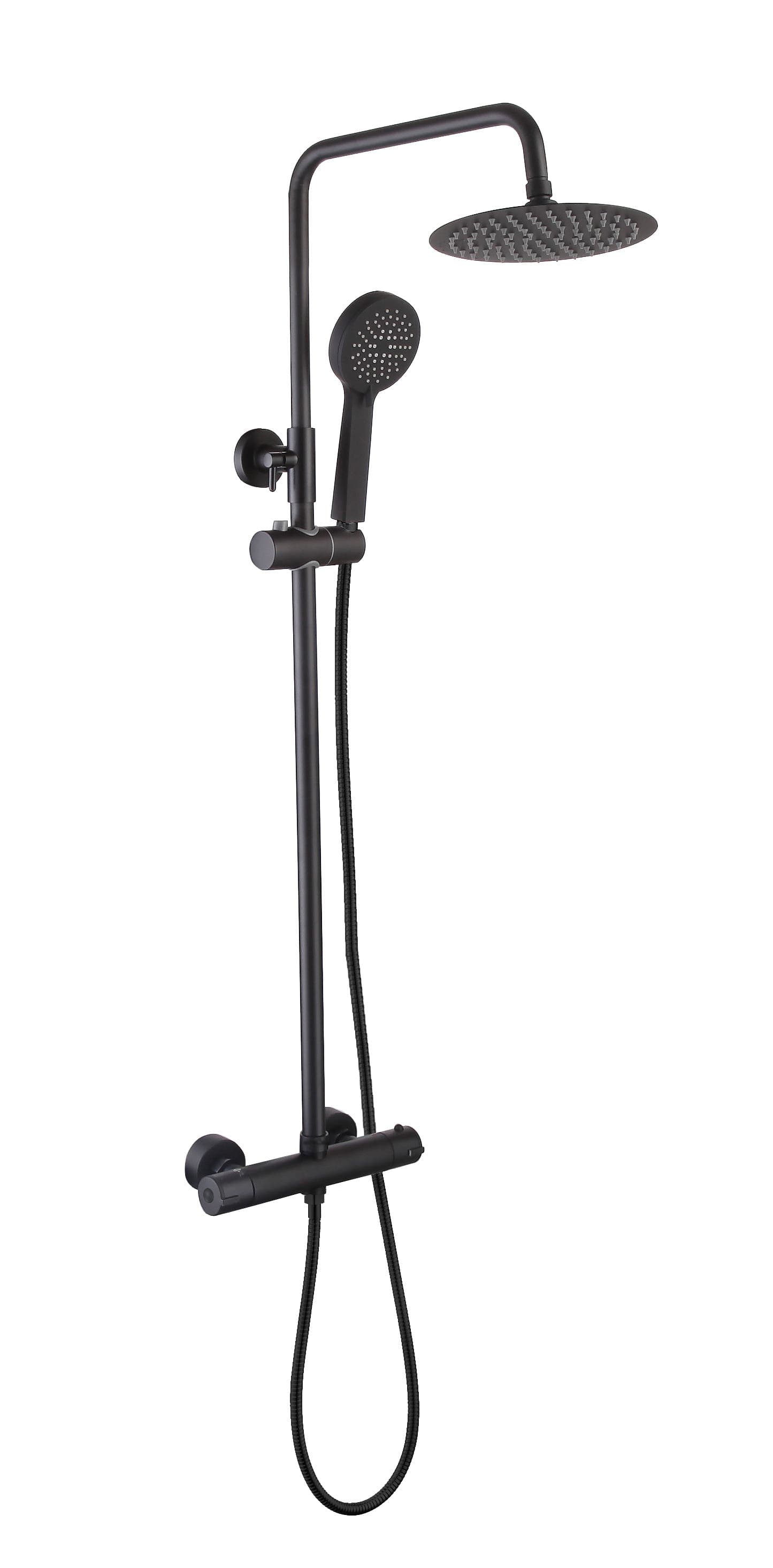 Teign Round Thermostatic Shower Mixer System - Matte Black