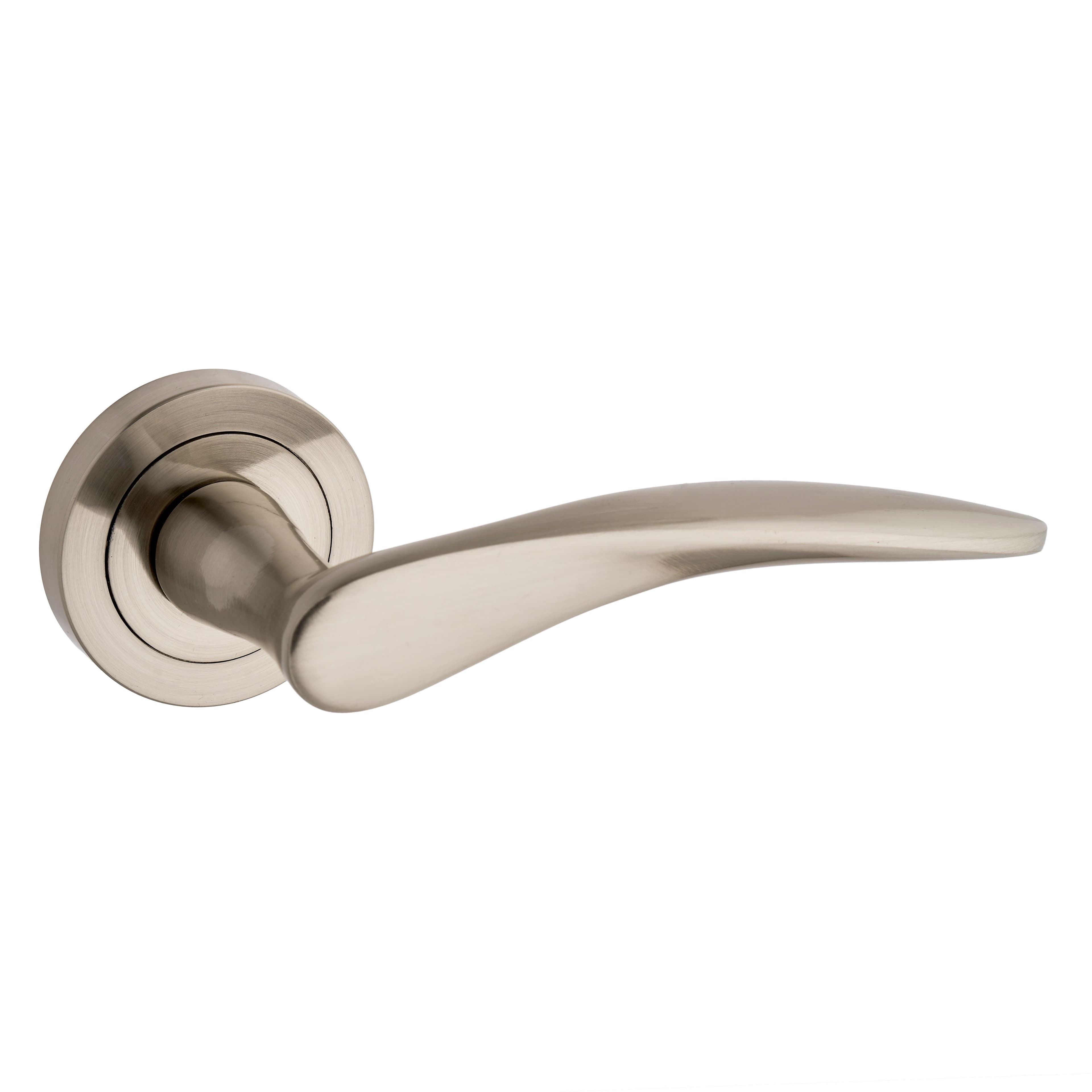 Clove Lever On Rose Door Handle - Brushed Nickel (Pair)