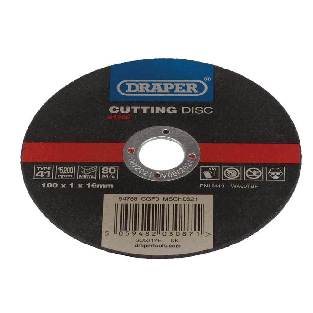 Draper 94768 Metal Cutting Disc 100 X 1 X 16Mm each 1