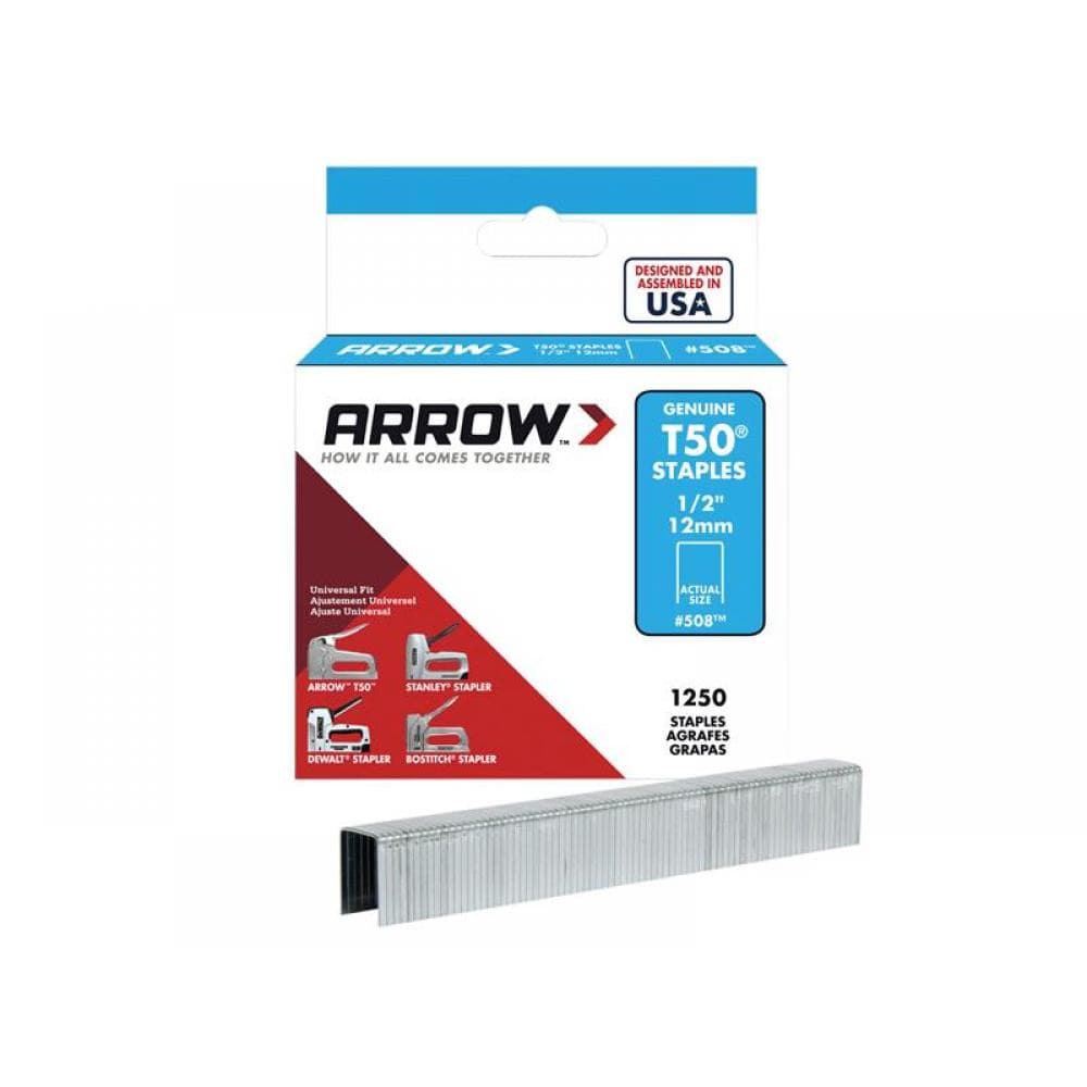 Arrow A50824 T50 Staples 12Mm (1/2In) (Box 1250)