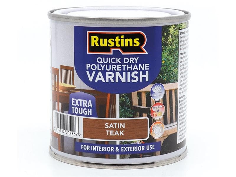 Rustins PSTEW250 Quick Dry Polyurethane Varnish Satin Teak 250Ml Pstew250