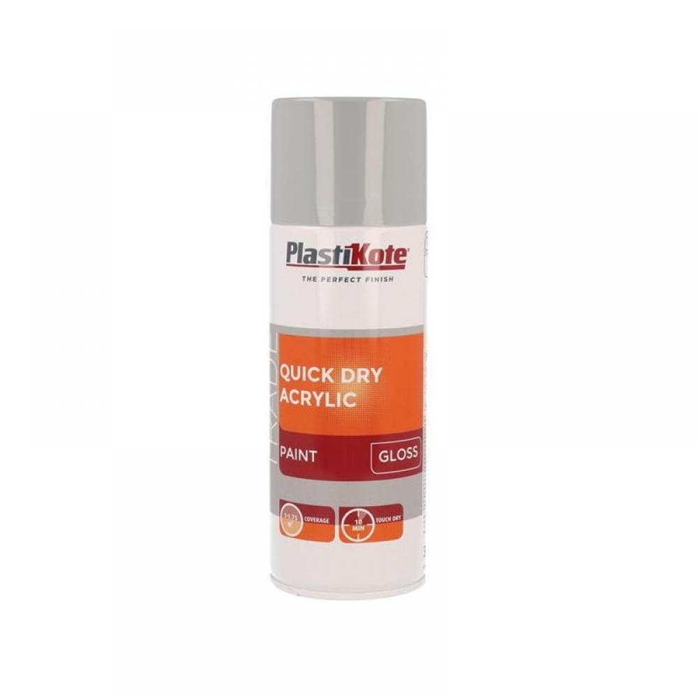 Plastikote 071012 Trade Quick Dry Acrylic Spray Paint Gloss Grey 400Ml