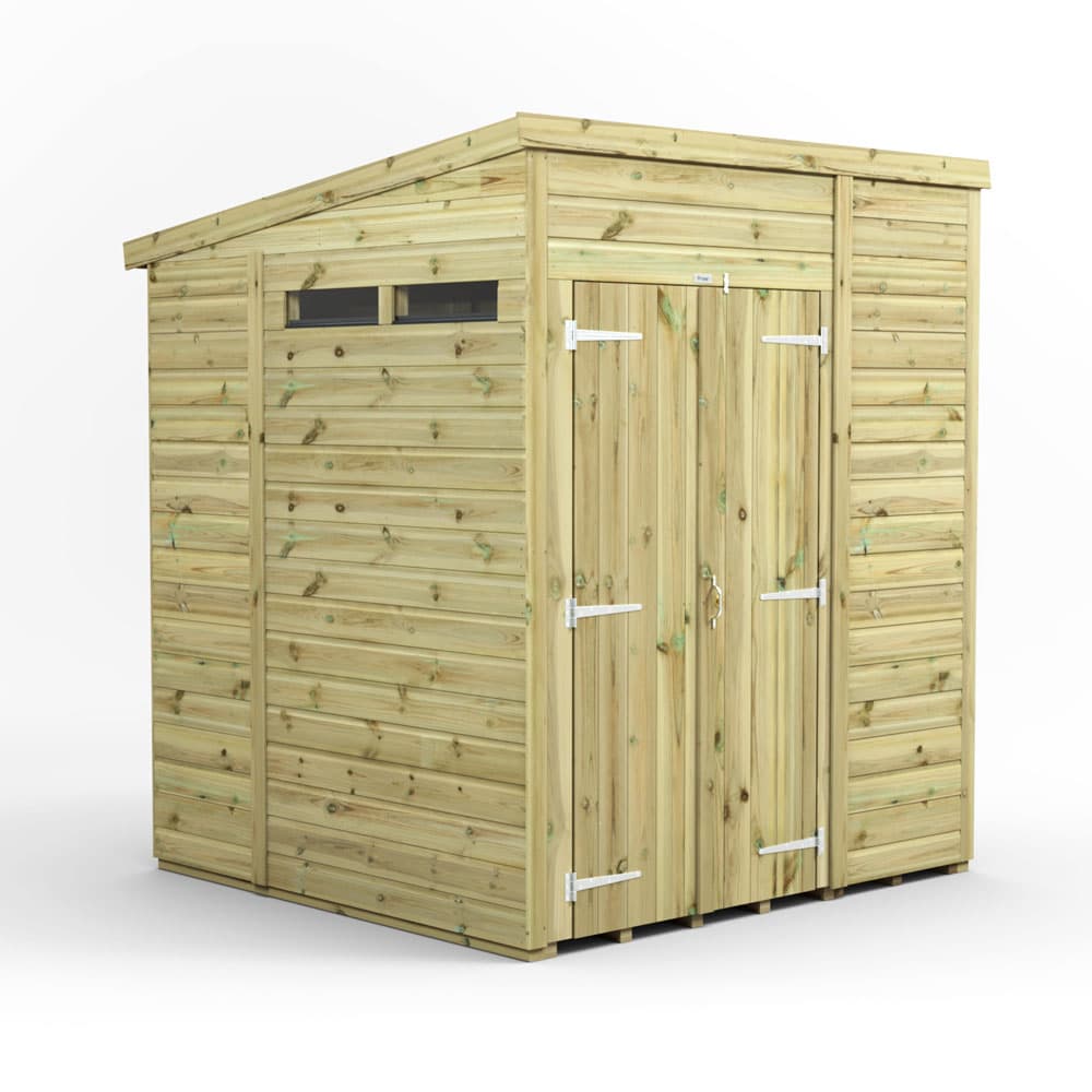 6x6 Premium Powersheds Security Pent Double Doors