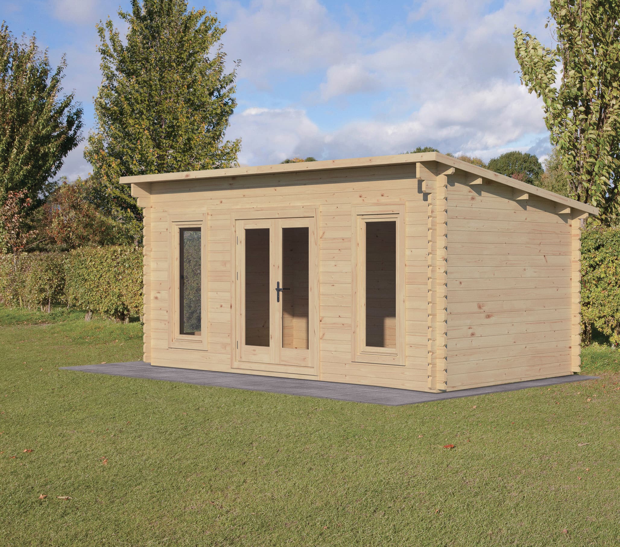 Forest Garden 5 x 3m Elmley Pent Log Cabin No Underlay
