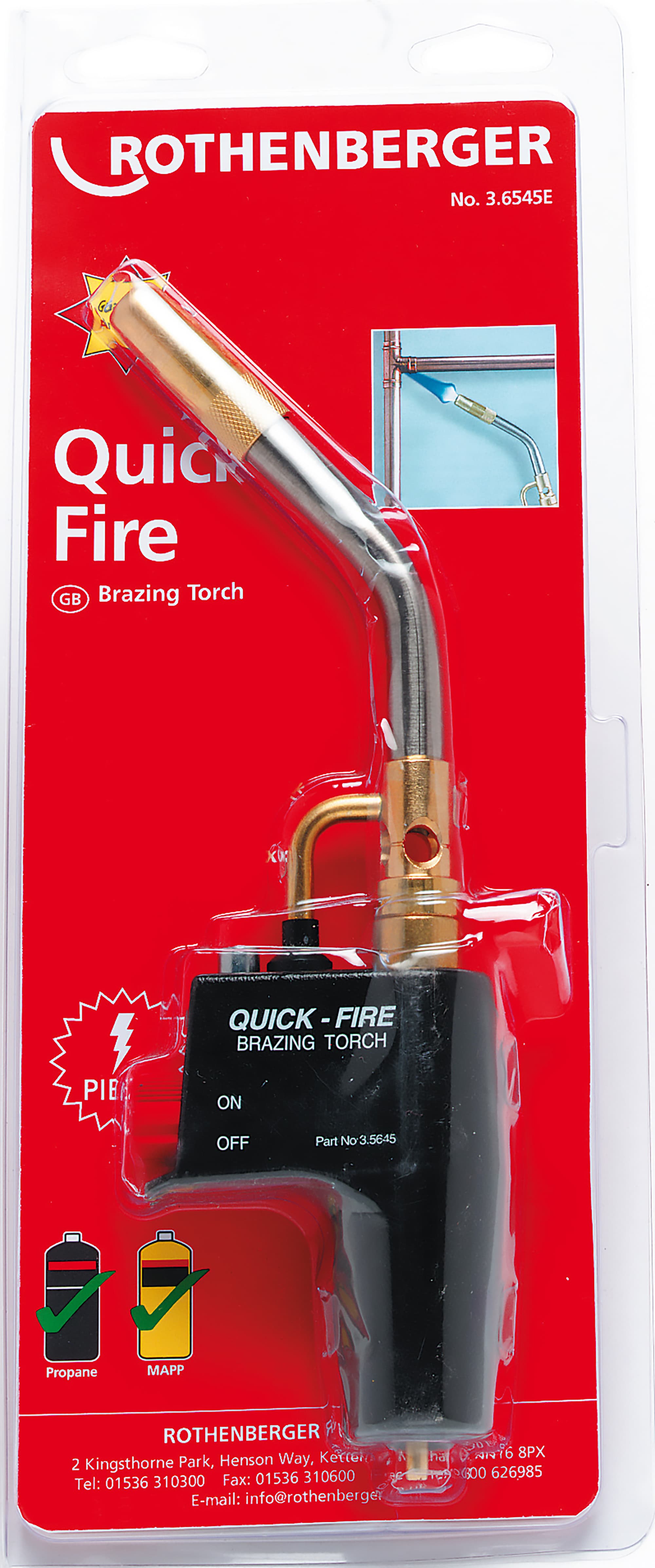 Rothenberger Quickfire Piezo Ignition Brazing Torch 3.5645