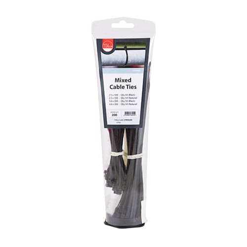 Cable Ties Mixed Black & Natural (200 Pack)