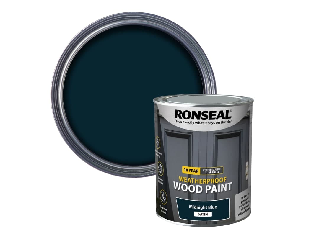 Ronseal 10 Year Weatherproof Wood Paint Midnight Blue Satin 750ml 38788