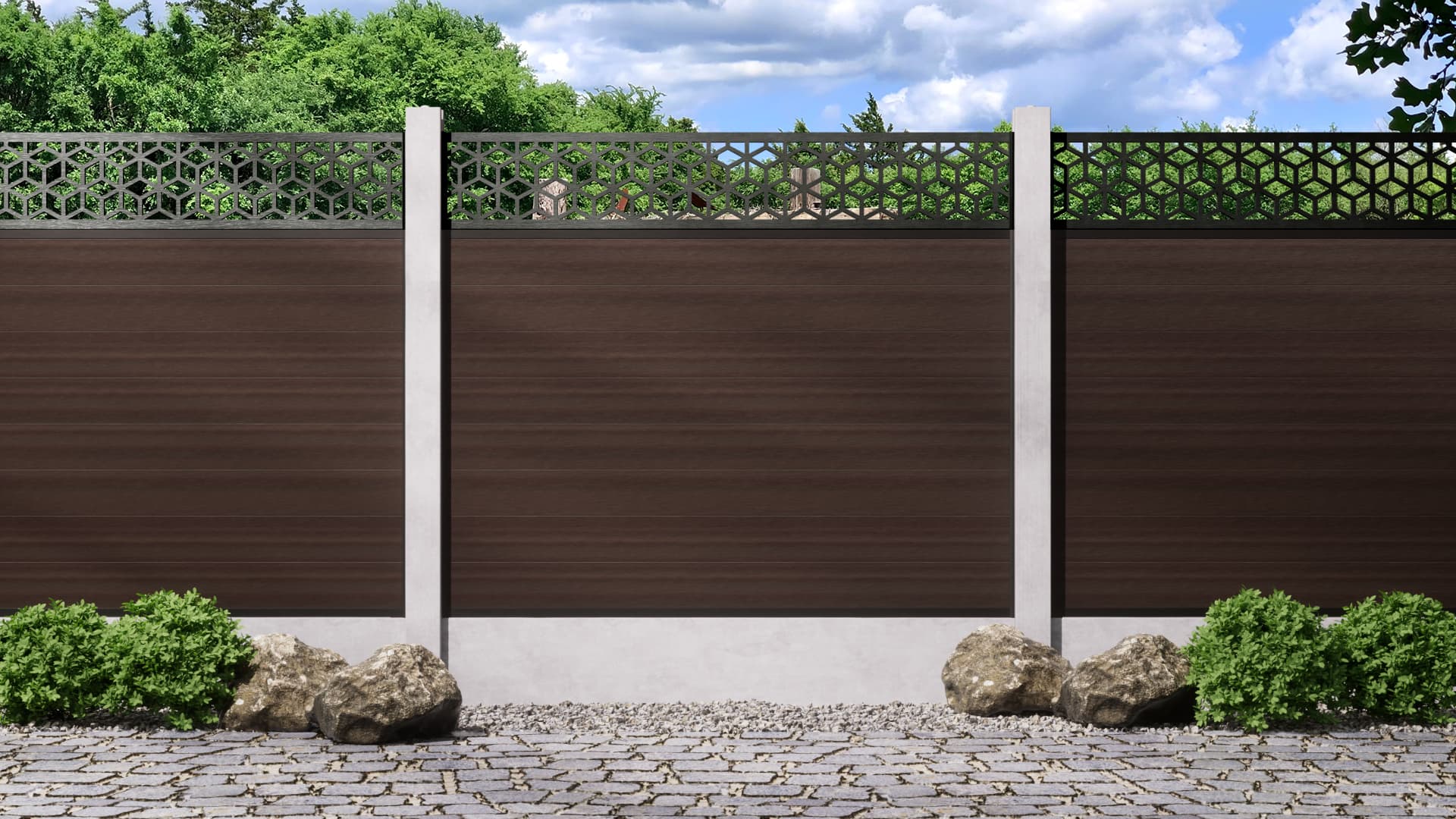 1.5m Walnut Decorative Fence Panels – Tokyo
