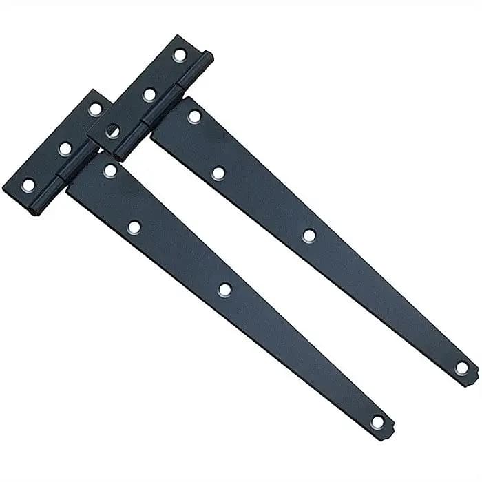 Gate/Door T Hinge - Black Powder Coated - 250mm - Pair - Hardware Solutions