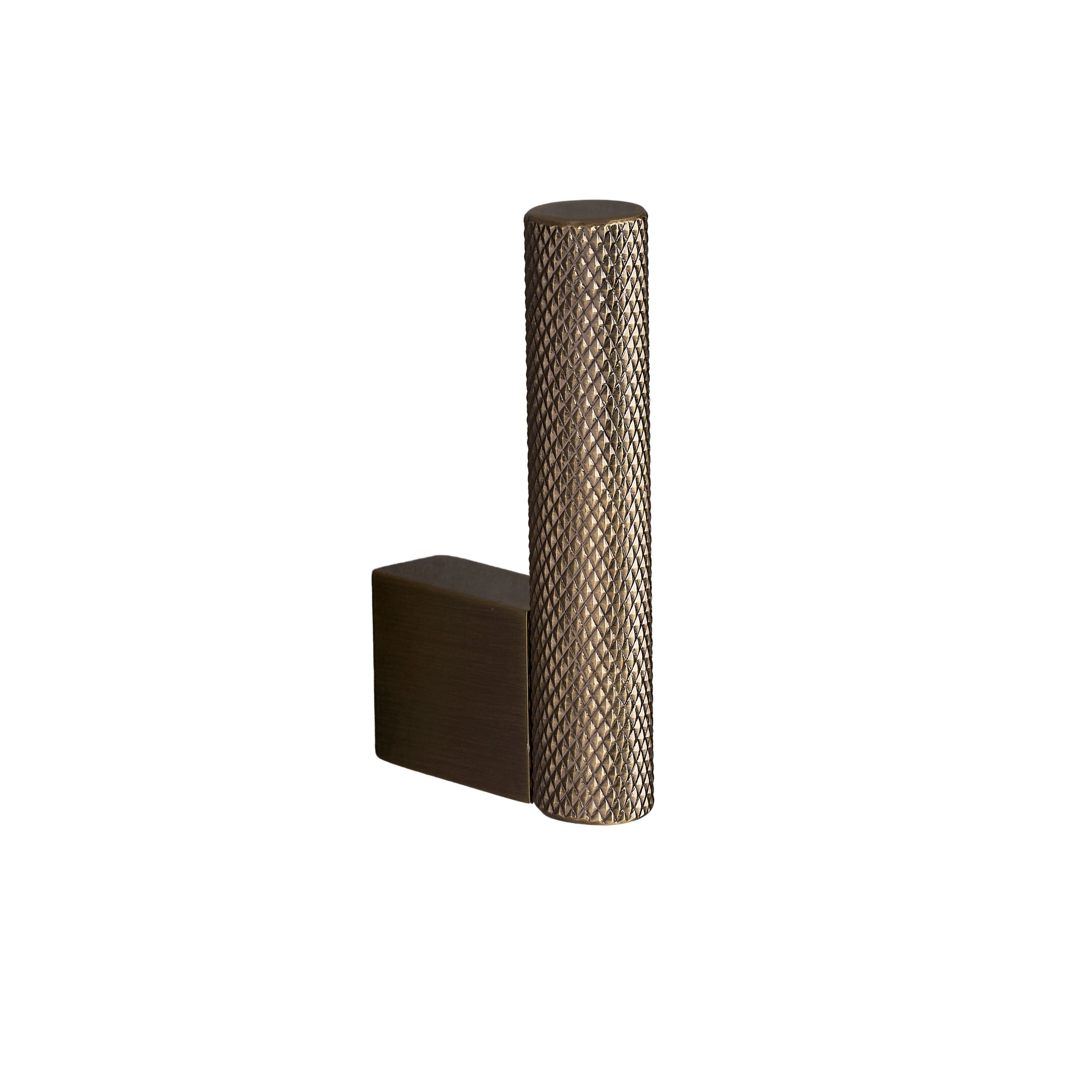 Kensington Knurled Hook 60mm Antique Brass