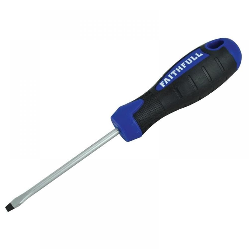 Faithfull Soft Grip Screwdriver Flared Slotted Tip 4.0 X 75Mm