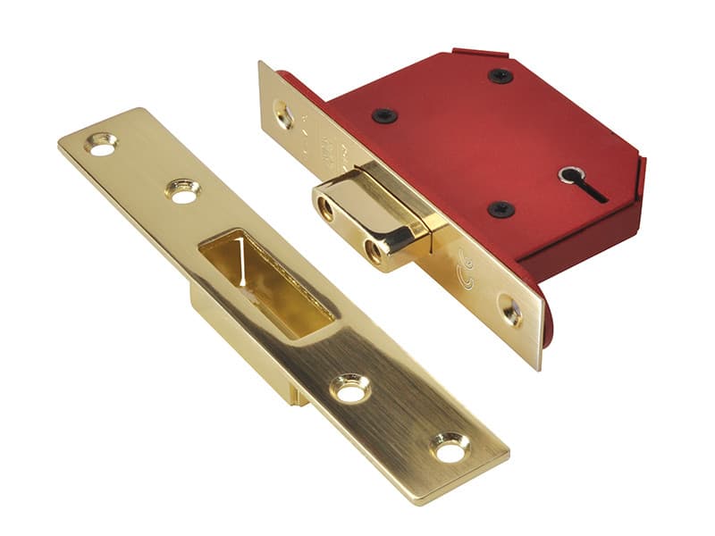 Union Y2105S-PB-2.5 Strongbolt 2105S Polished Brass 5 Lever Mortice Deadlock Visi 68Mm 2.5In