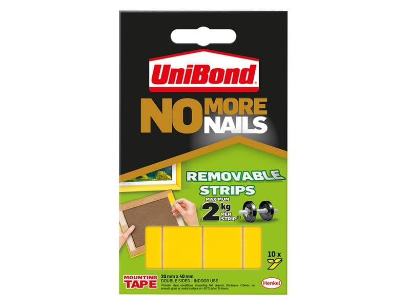 Unibond 2675762 No More Nails Indoor Removable Mounting Tape Strips (Pack Of 10)