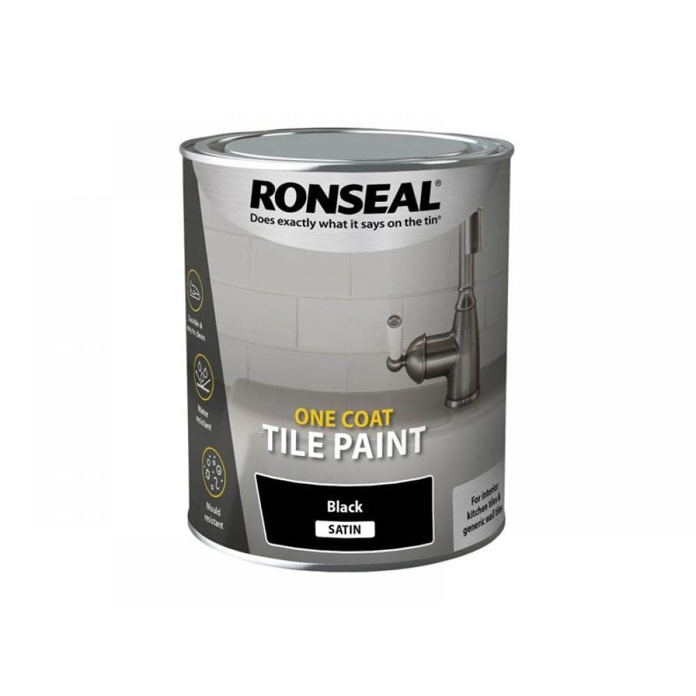 Ronseal 39374 One Coat Tile Paint Black Satin 750Ml