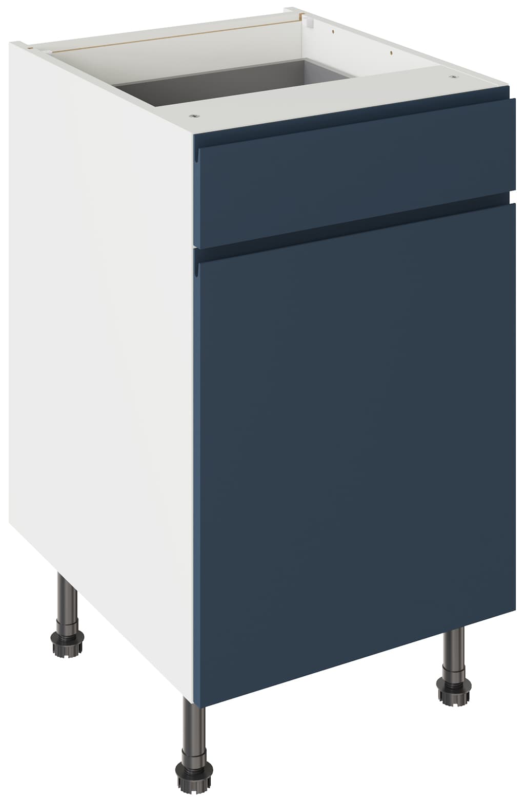 Flatpack 500 Drawerline Base Cabinet J-Pull Shaker Ultra Matt Indigo Blue