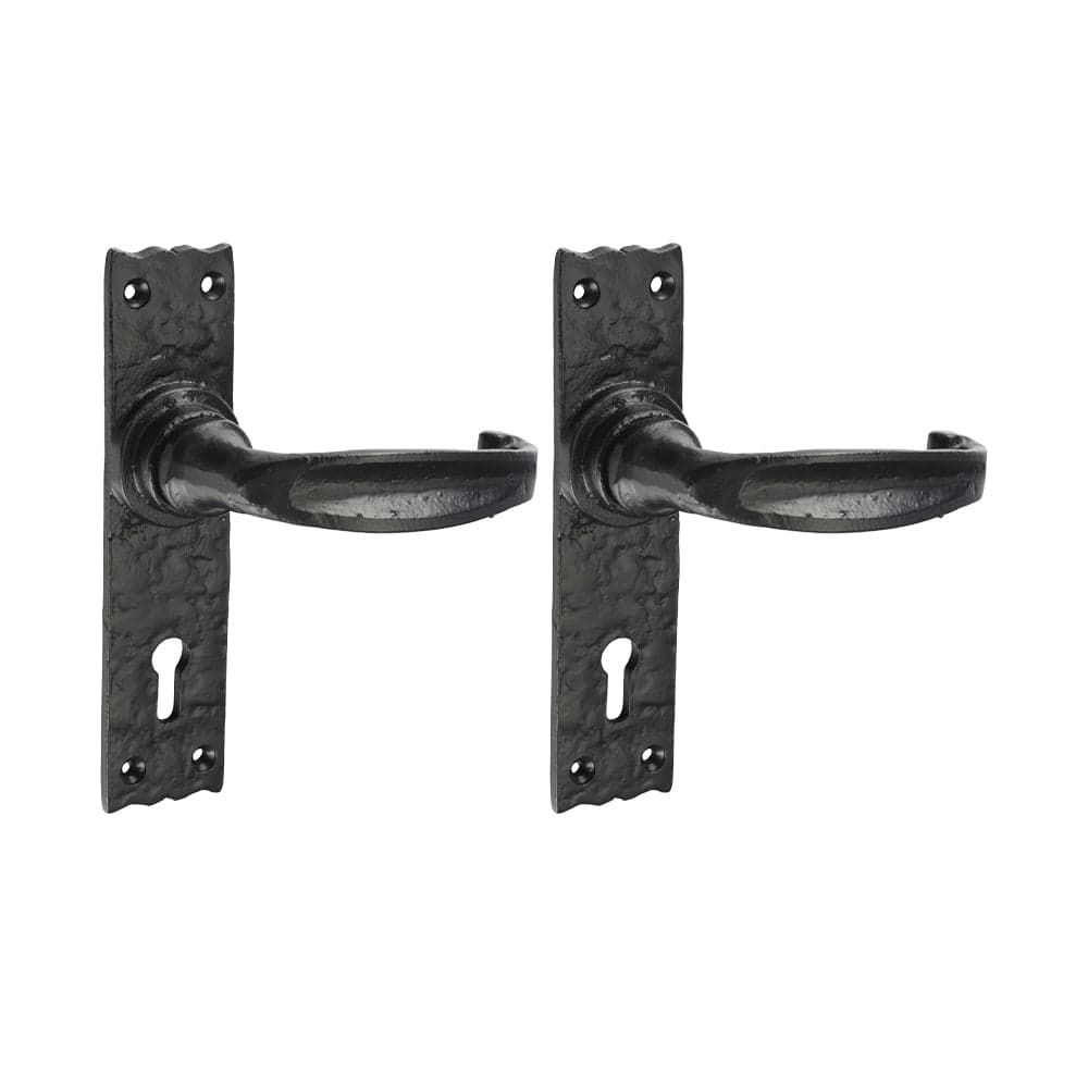 Narrow Style Lever Lock Handle – Antique Black - 155 × 37