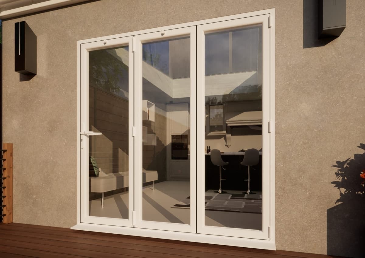 PVC Bifold Door Part Q Compliant - 2100mm White - 3 Right