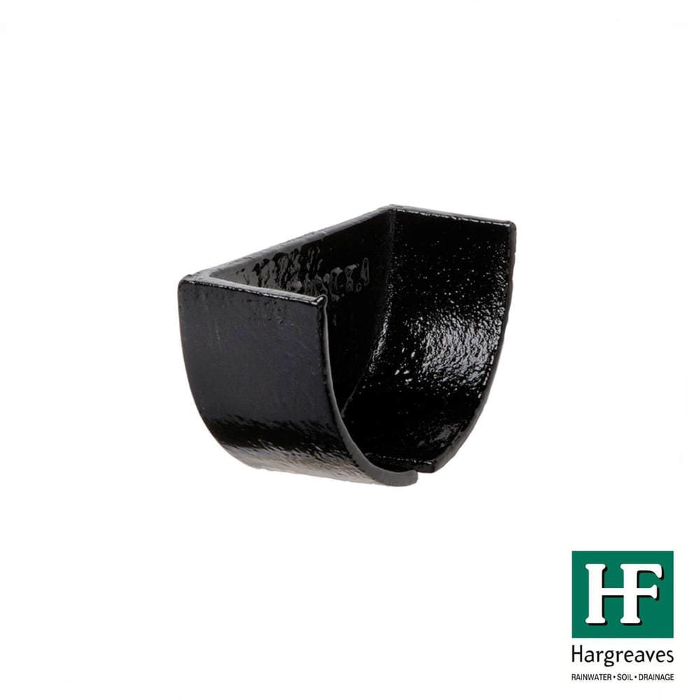 Hargreaves Premier Cast Iron Deep Half Round Gutter Internal Stopend - 125mm Black