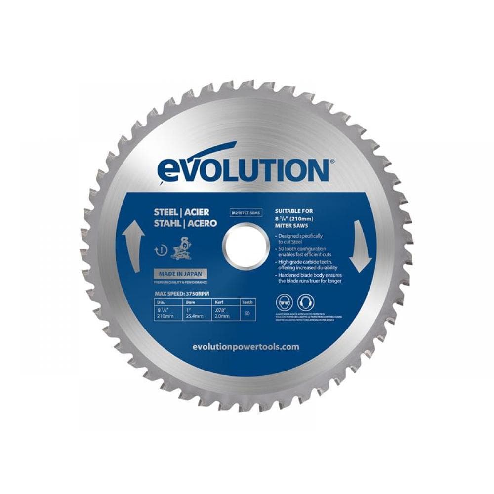 Evolution M210TCT-50MS Mild Steel Cutting Mitre Saw Blade 210 X 25.4Mm X 50T