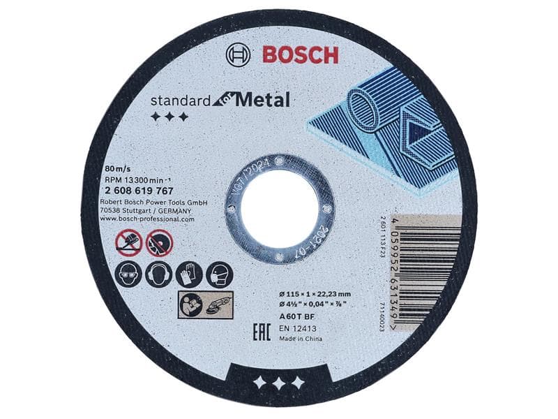 Bosch Powertool Accessories 2608619767 Standard For Metal Cutting Disc 115 X 1.0 X 22.23Mm